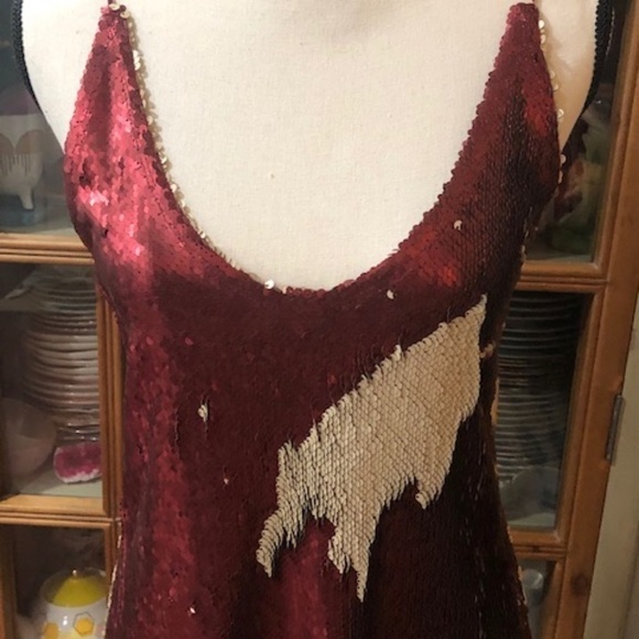 Free People Seeing Double Red Sequin Mini Dress, Size Medium - Picture 10 of 15